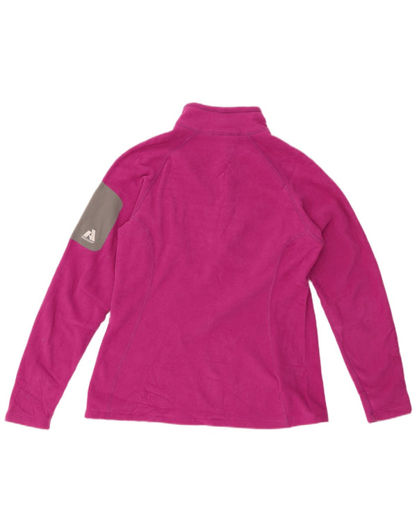 EDDIE BAUER Womens Zip Neck Fleece Jumper UK 14 Large Pink Colourblock