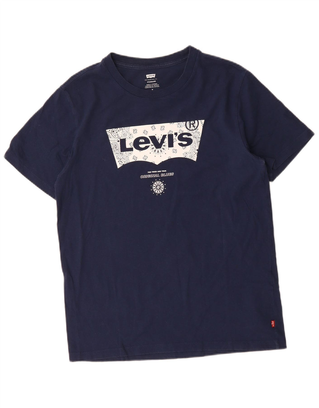Γυναικείο γραφικό μπλουζάκι Levi's Standard Top UK 14 Medium Navy Blue Cotton