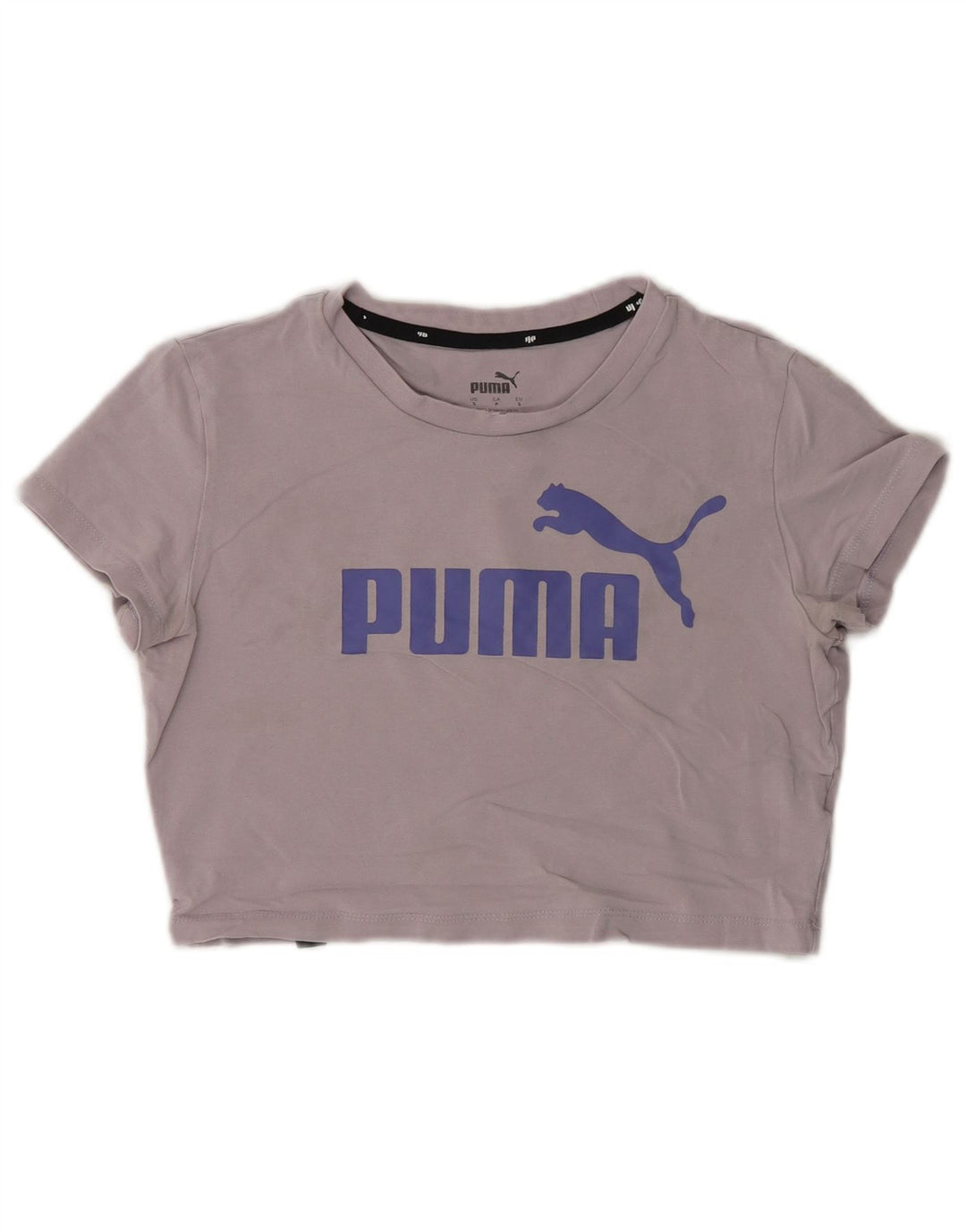 Γυναικείο γραφικό T-Shirt Puma Crop Top UK 10 Small Grey