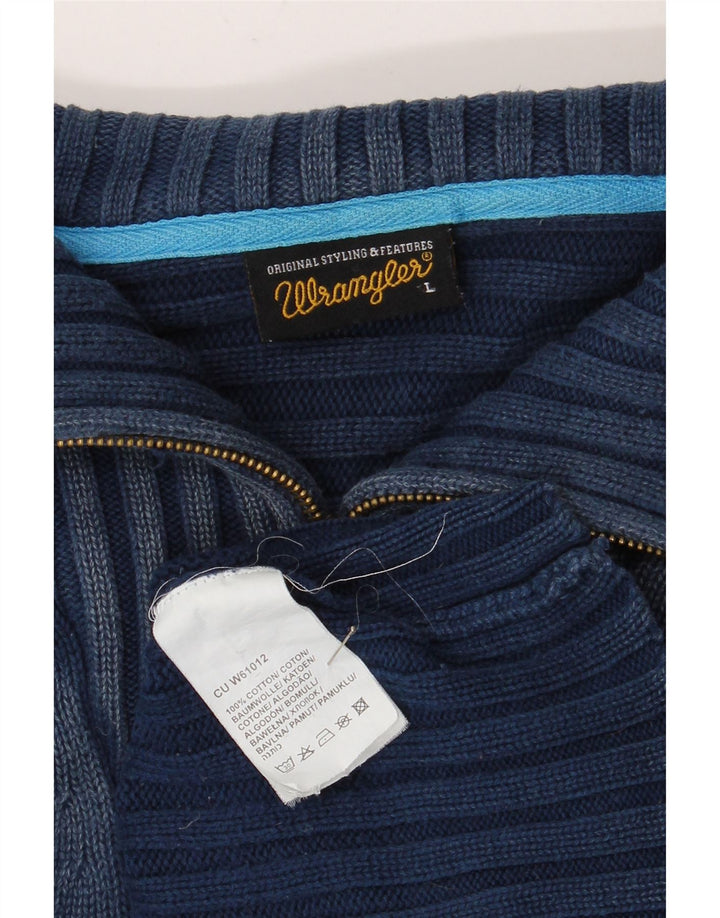 Ανδρικό πουλόβερ με λαιμόκοψη με φερμουάρ Wrangler Μεγάλο μπλε βαμβακερό