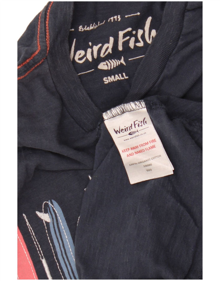 Ανδρικό γραφικό μπλουζάκι WEIRD FISH Μπλουζάκι Μικρό Navy Βαμβακερό