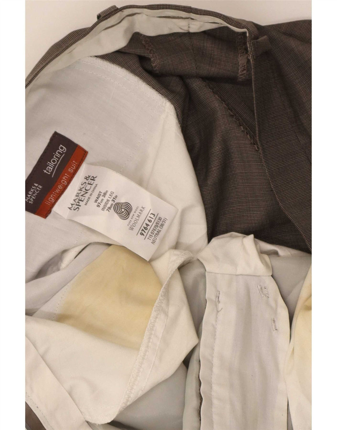 Ανδρικό ίσιο παντελόνι Marks & Spencer W38 L31 Γκρι νέο μαλλί