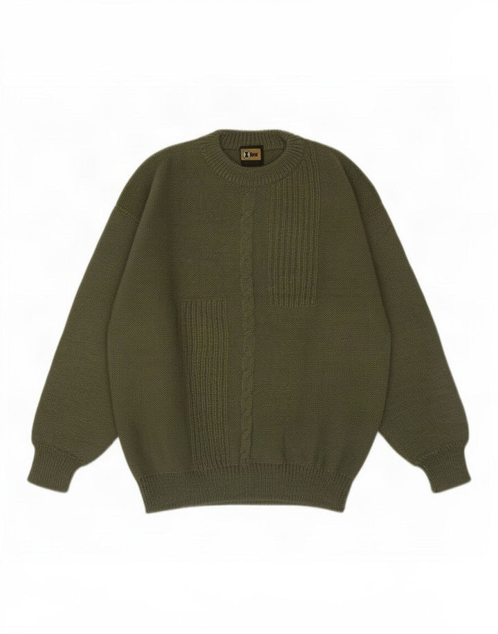 Vintage Ανδρικό πουλόβερ με λαιμόκοψη IT 50 Medium Green