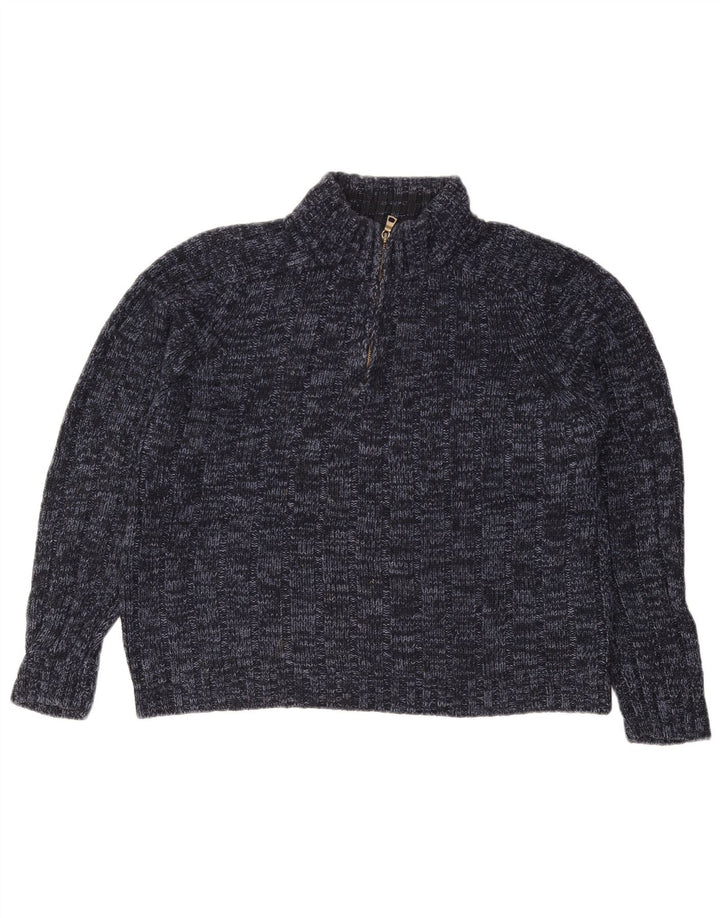 MARKS & SPENCER Γυναικείο πουλόβερ με φερμουάρ UK 16 Large Navy Blue