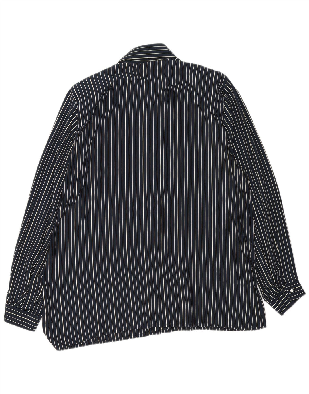 Γυναικείο πουκάμισο VINTAGE Μπλούζα IT 50 XL Navy Blue Pinstripe Silk