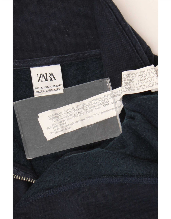 Ανδρικό φούτερ Zara με φερμουάρ, πουκάμισο με μεγάλο μπλε ναυτικό πολυεστέρα
