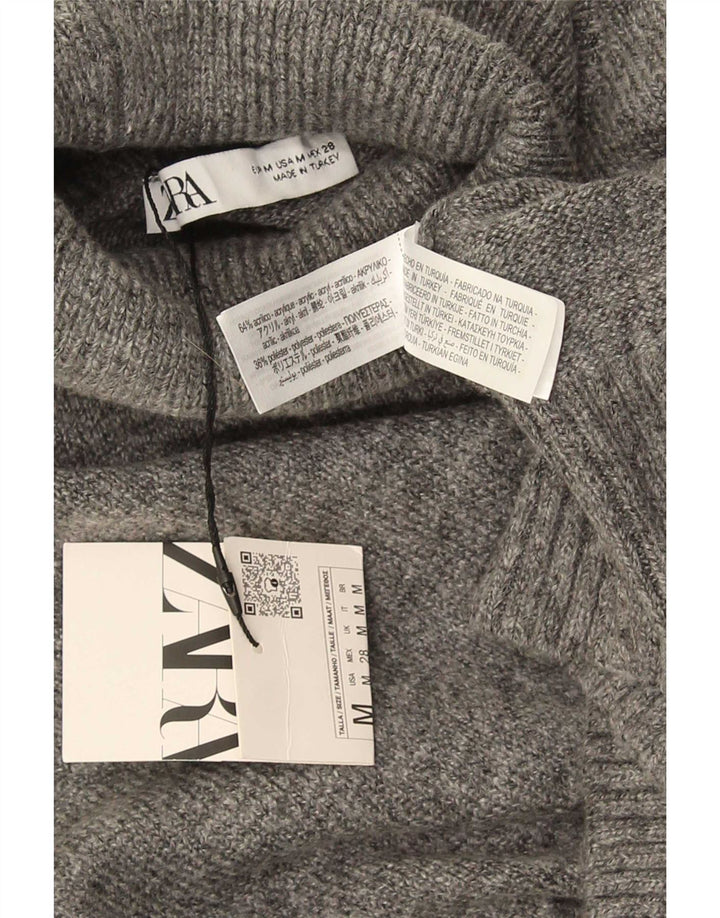 Zara γυναικείο πουλόβερ με ρολό λαιμόκοψη μεγάλου μεγέθους UK 14 Medium Grey
