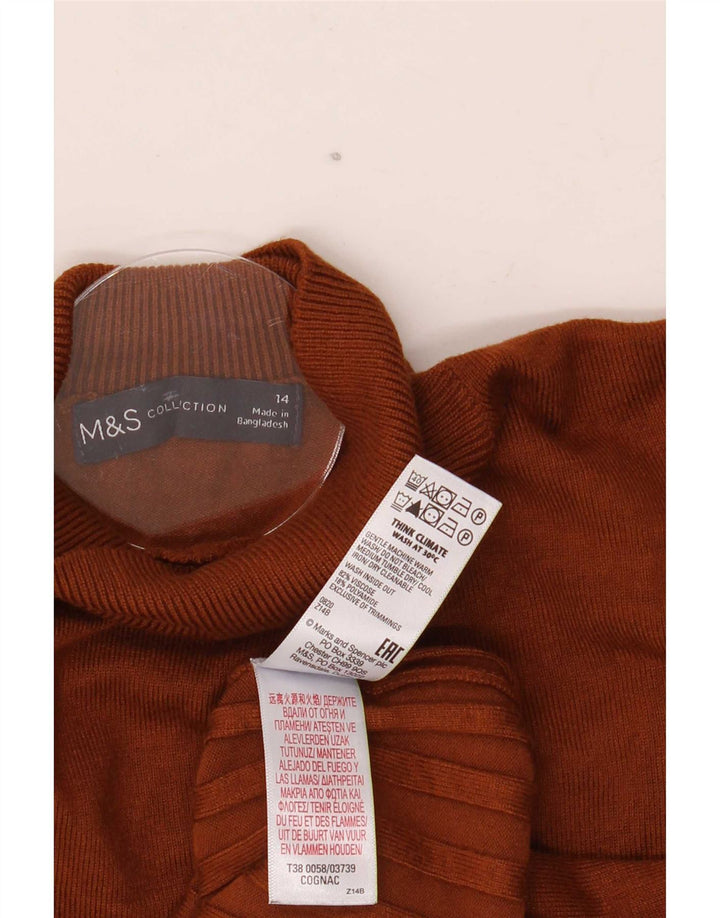 Marks & Spencer Γυναικείο πουλόβερ με λαιμό χελώνα UK 14 Μεγάλη καφέ βισκόζη