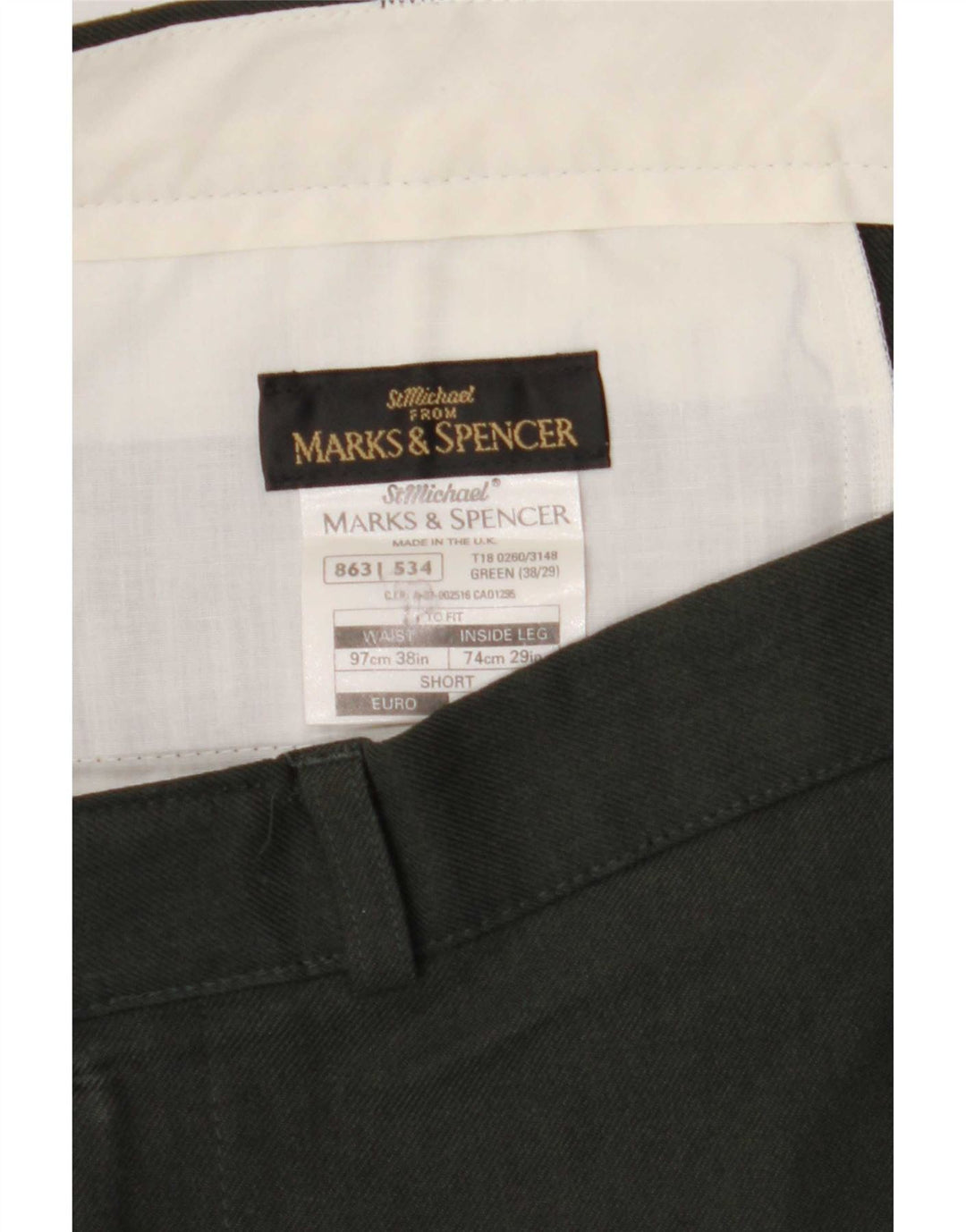 Marks & Spencer Ανδρικό ίσιο παντελόνι Chino W38 L29 Πράσινο Πολυεστέρας