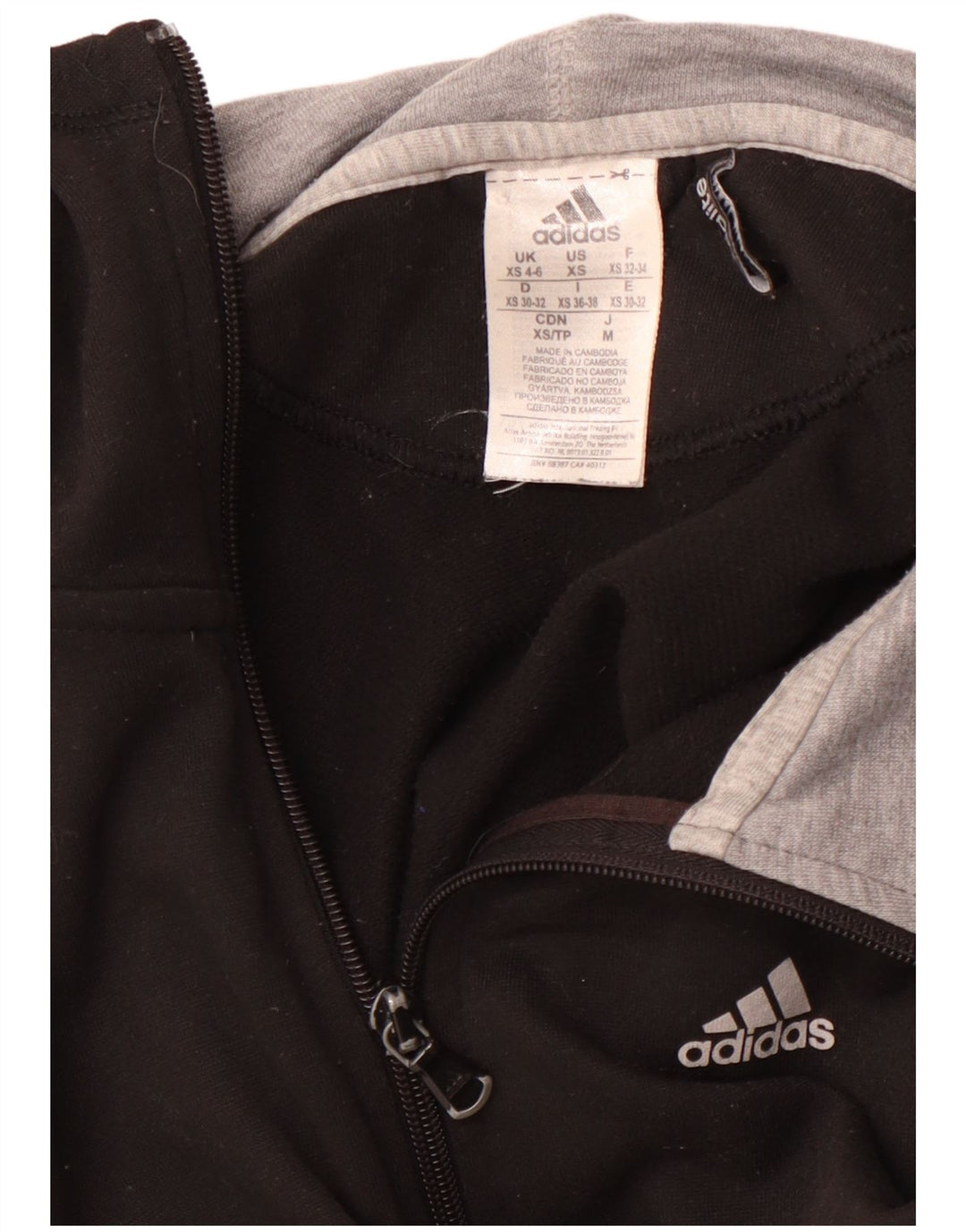 Γυναικείο πουλόβερ ADIDAS Climalite Zip Hoodie UK 4/6 XS μαύρο πολυεστέρα