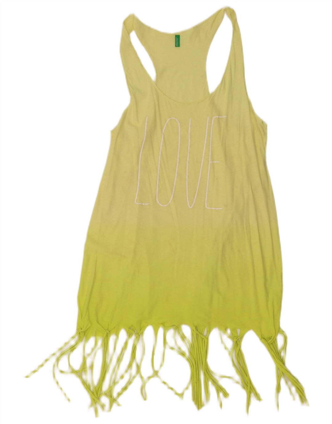 BENETTON Womens Graphic Tunic Top UK 8 Small Yellow Colourblock Beach