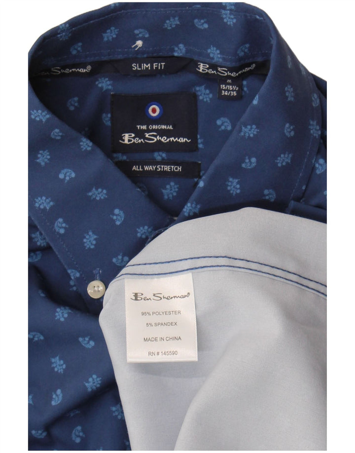 Ανδρικό πουκάμισο Ben Sherman Slim Fit Size 15 1/2 Medium Blue Floral Polyester