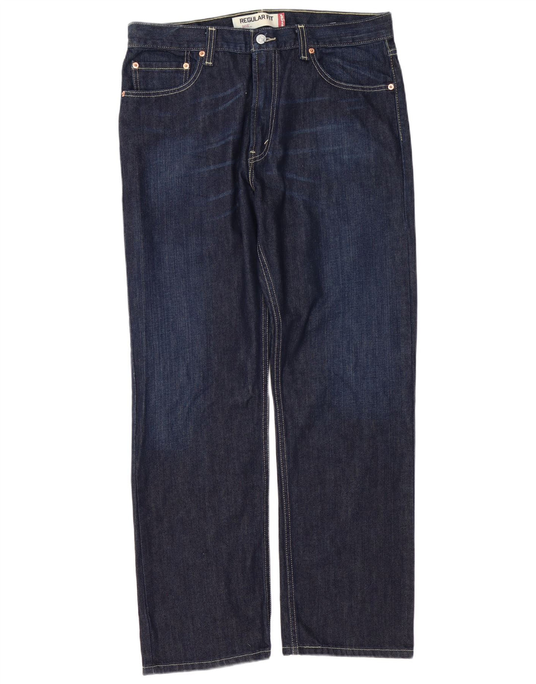 Levi's Mens 505 Regular Fit Straight Jeans W34 L30 Navy Blue Cotton