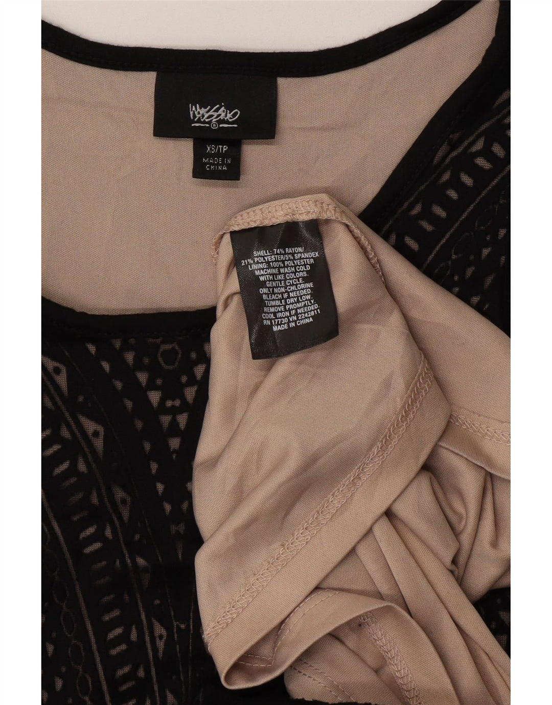 MOSSIMO Γυναικείο Αμάνικο Bodycon Φόρεμα UK 6 XS Μαύρο γεωμετρικό ρεγιόν