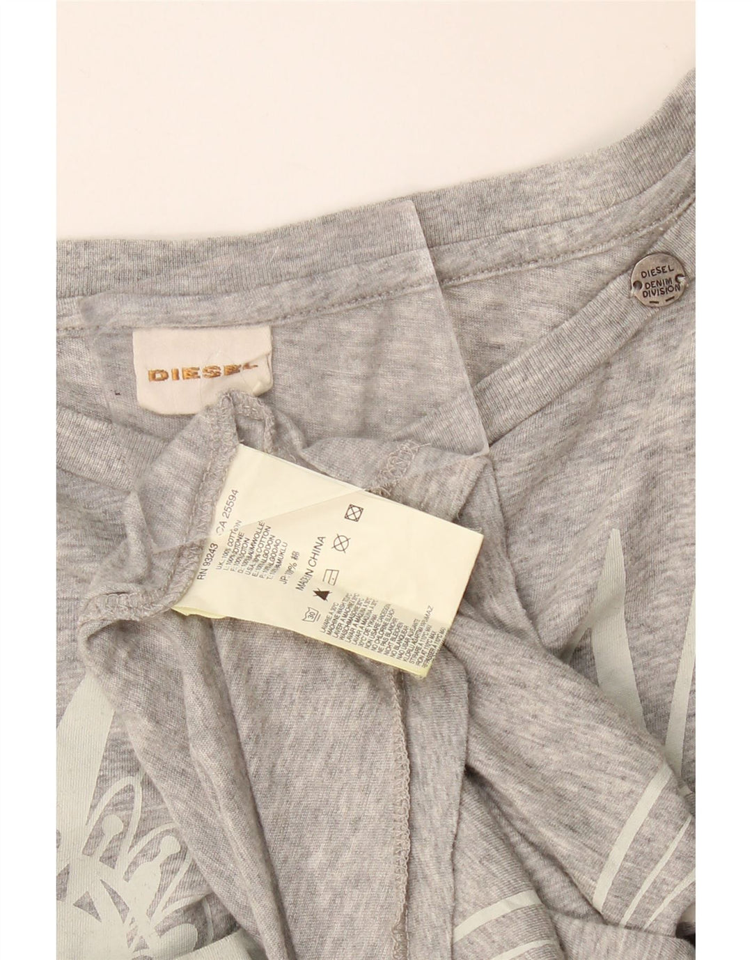 Diesel γυναικείο υπερμεγέθη γραφικό μπλουζάκι UK 14 μεσαίο γκρι βαμβακερό