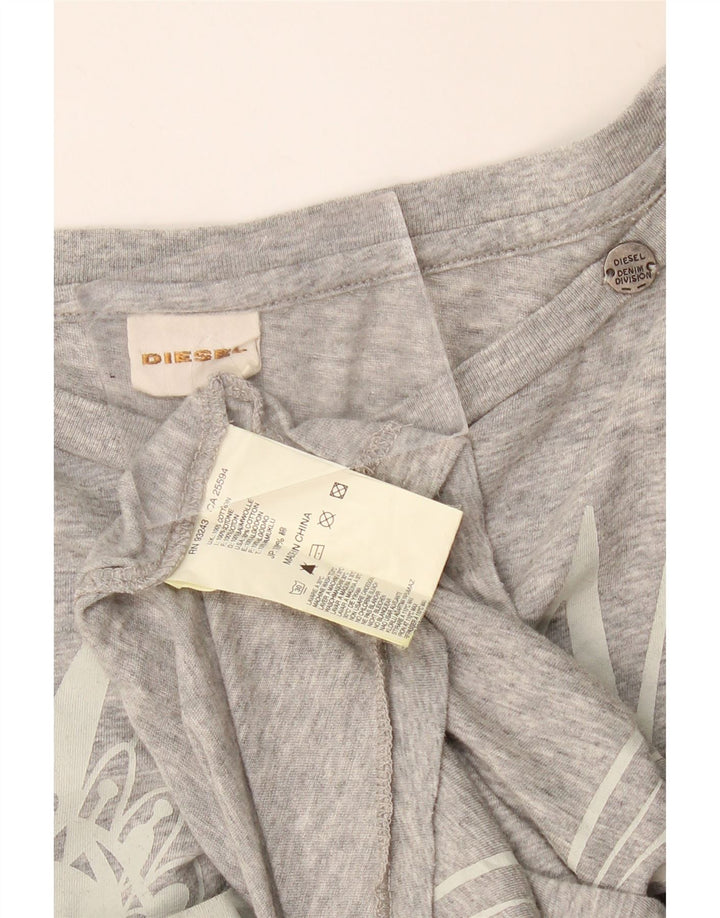 Diesel γυναικείο υπερμεγέθη γραφικό μπλουζάκι UK 14 μεσαίο γκρι βαμβακερό