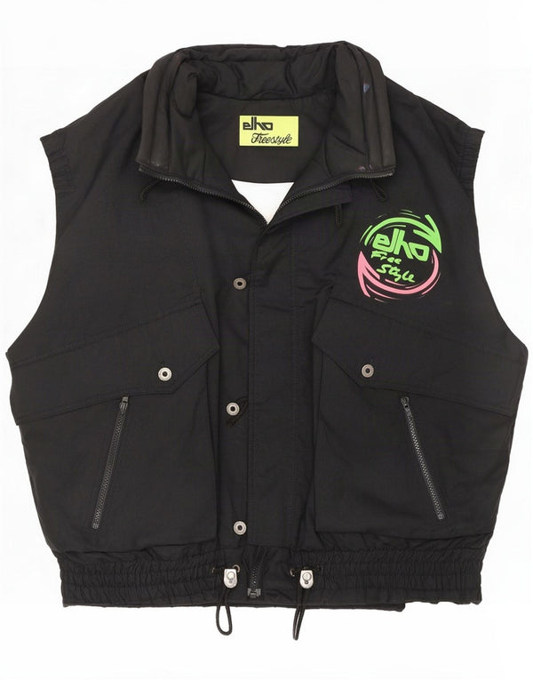 Elho Mens Relaxed Fit Graphic Padded Gilet UK 38 Medium Black Polyester