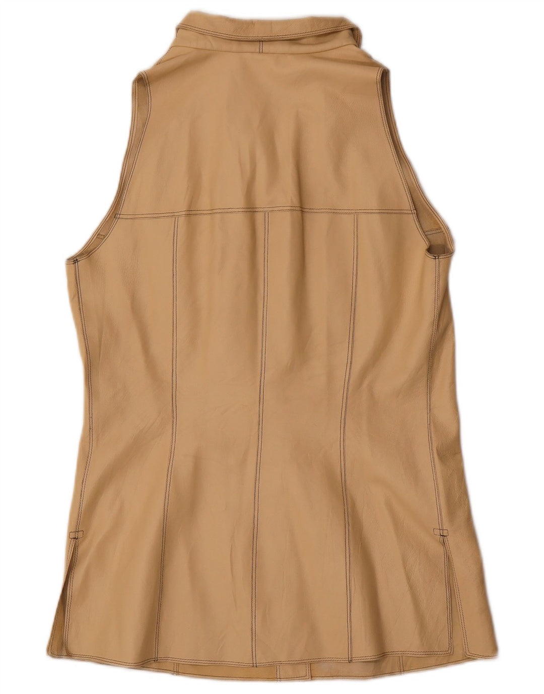 Vintage Γυναικείο Δερμάτινο Gilet IT 44 Medium Beige Leather