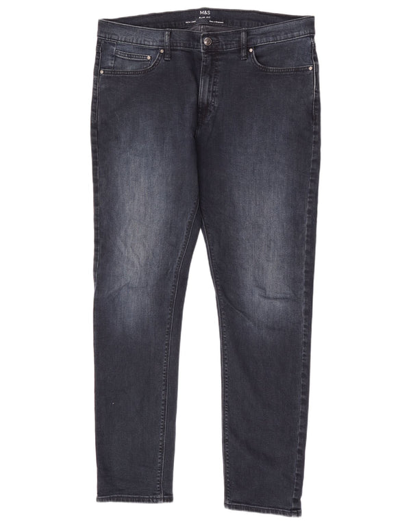 Marks & Spencer Ανδρικό Slim Jeans W36 L33 Navy Blue Cotton