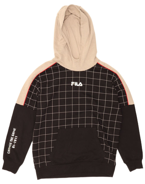 Fila Mens Change the Game Graphic Hoodie Jumper Medium Black Check Cotton
