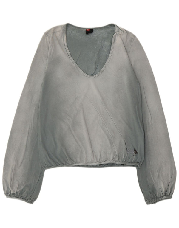 Diesel Γυναικείο Crop Μακρυμάνικο UK 14 Μεγάλο Μπλε Βαμβακερό