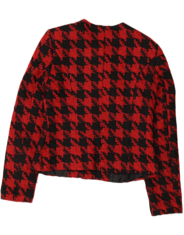 VINTAGE Womens 5 Button Blazer Jacket IT 44 Medium Red Houndstooth Vintage Vintage and Second-Hand Vintage from Messina Hembry 