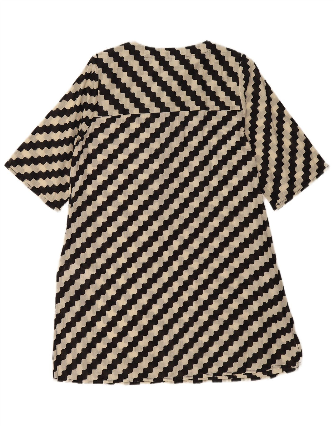 COMPANIA FANTASTICA Γυναικείο φόρεμα A-Line UK 14 μεσαίο μαύρο βαμβακερό ριγέ