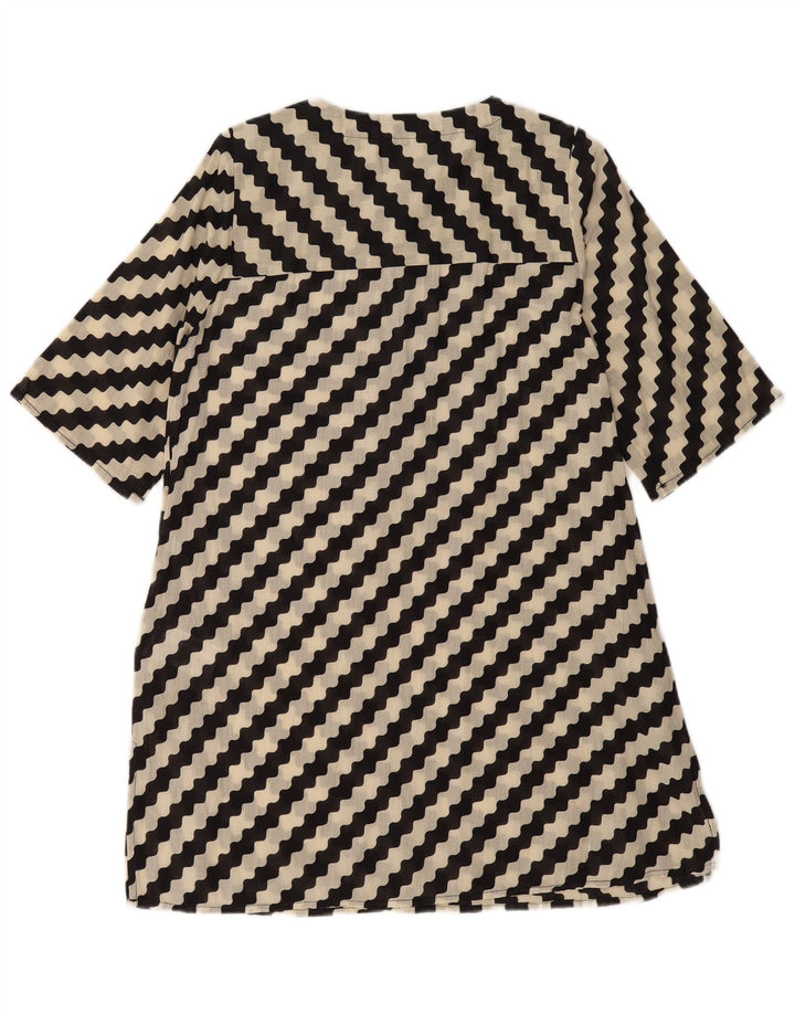 COMPANIA FANTASTICA Γυναικείο φόρεμα A-Line UK 14 μεσαίο μαύρο βαμβακερό ριγέ