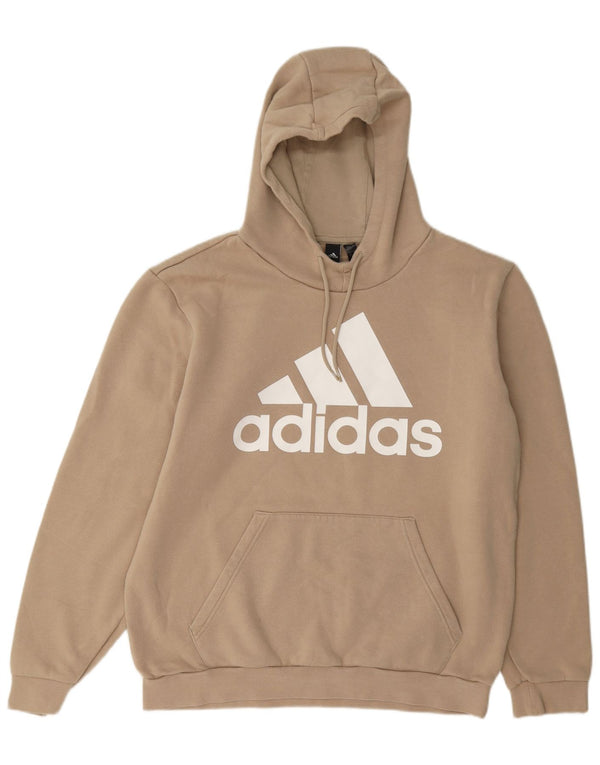 Ανδρικό γραφικό κουκούλα Adidas UK 44/46 Μεγάλο βαμβακερό μπεζ