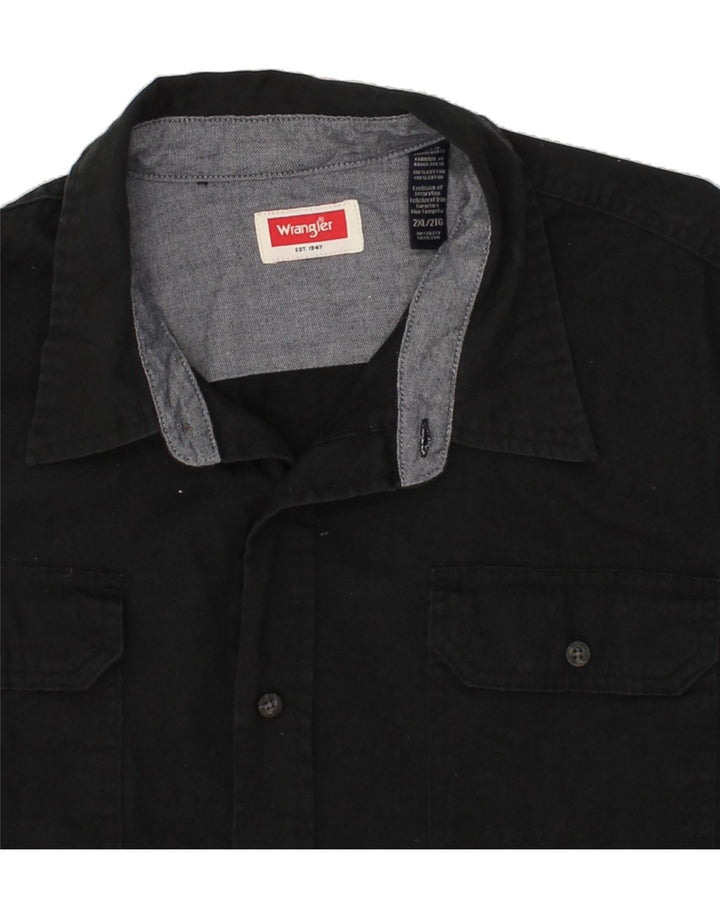 Ανδρικό πουκάμισο WRANGLER 2XL Μαύρο βαμβακερό