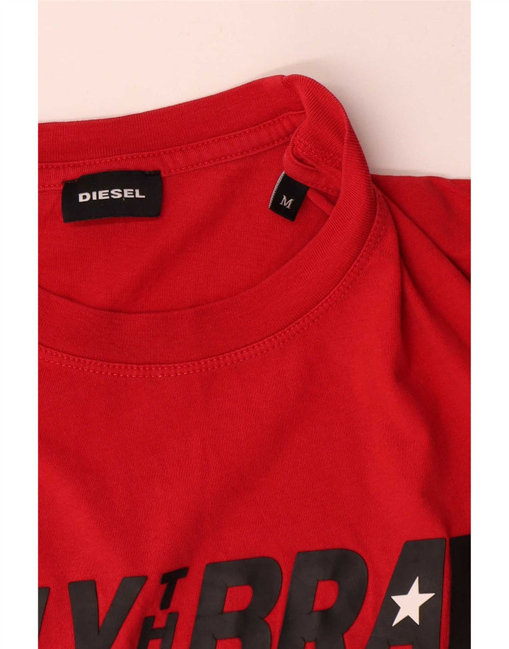 Ανδρικό γραφικό T-Shirt Diesel Top Μεσαίο κόκκινο βαμβακερό