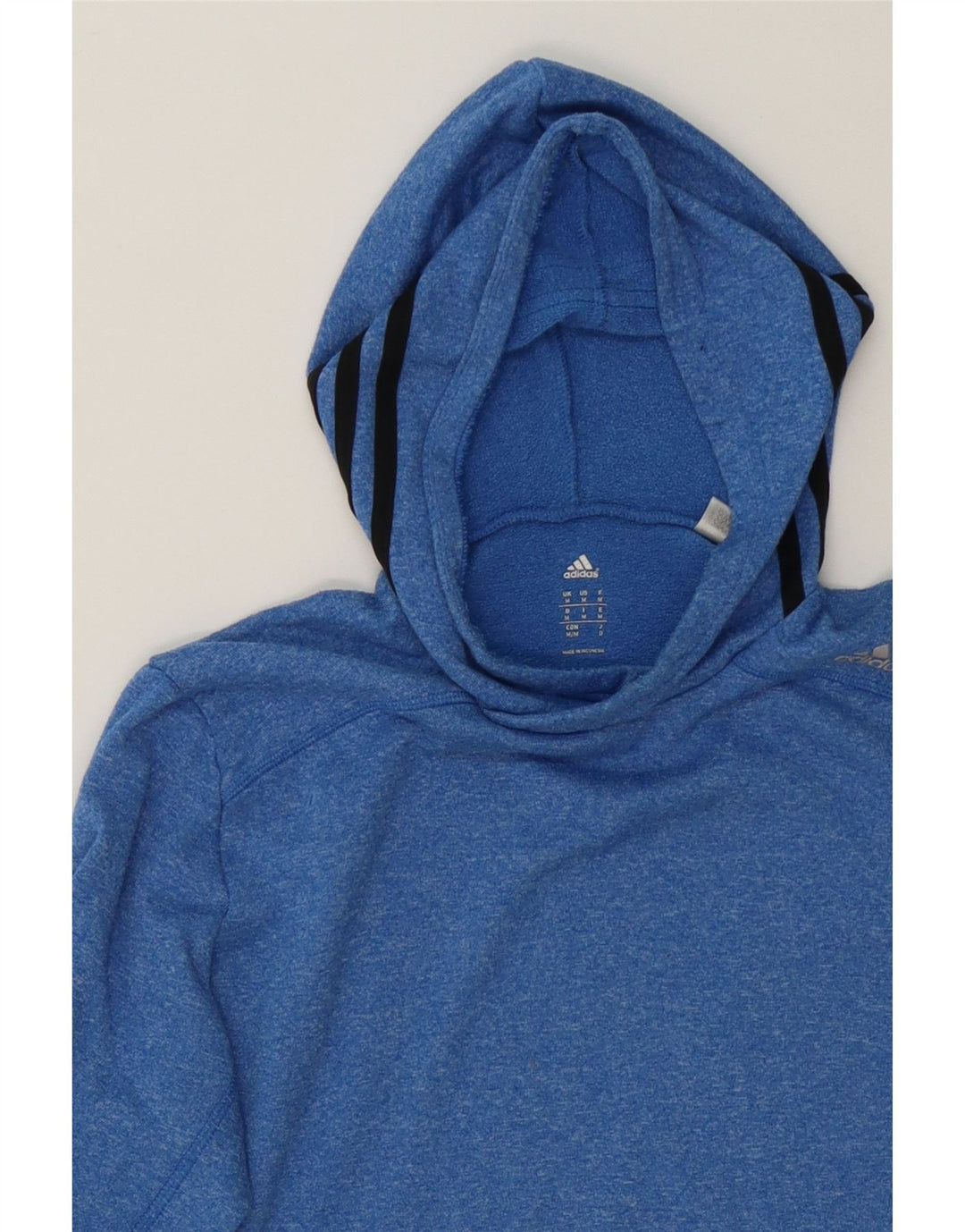 ADIDAS Womens Hoodie Jumper UK 14 Medium Blue Flecked Polyester Vintage Adidas and Second-Hand Adidas from Messina Hembry 
