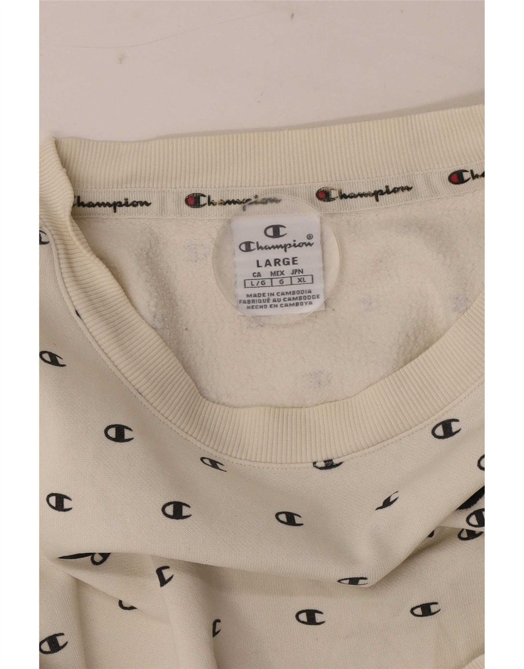 Champion Boys Graphic Sweatshirt Jumper 11-12 Years Large White Spotted