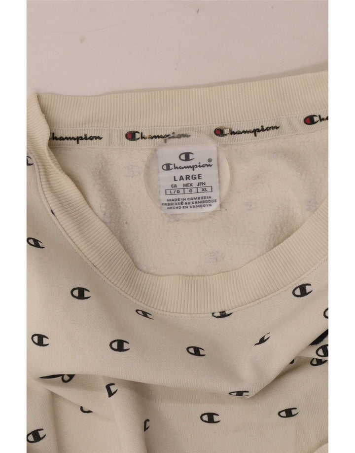 Champion Boys Graphic Sweatshirt Jumper 11-12 Years Large White Spotted