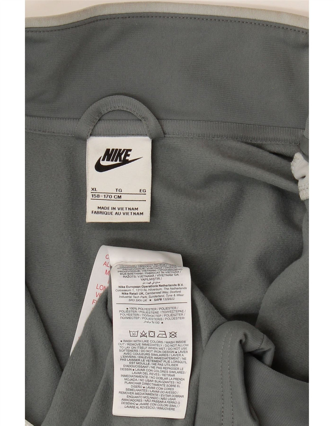 NIKE Boys Tracksuit Top Jacket 13-14 Years XL Grey Colourblock Polyester