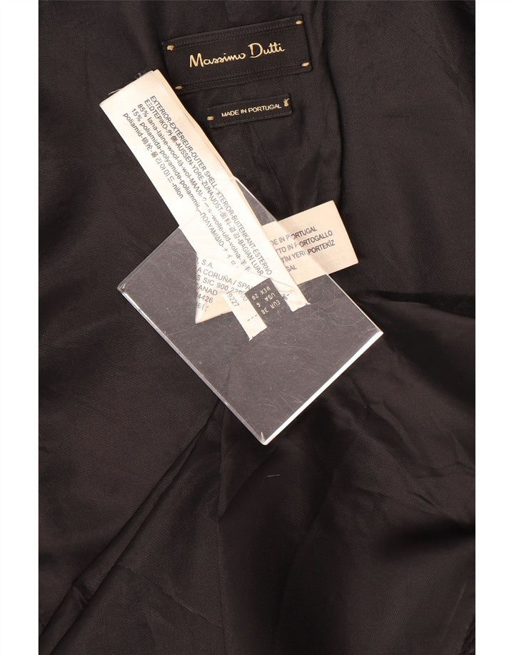 Massimo Dutti Γυναικείο Παλτό με διπλό στήθος EU 38 Small Black Wool