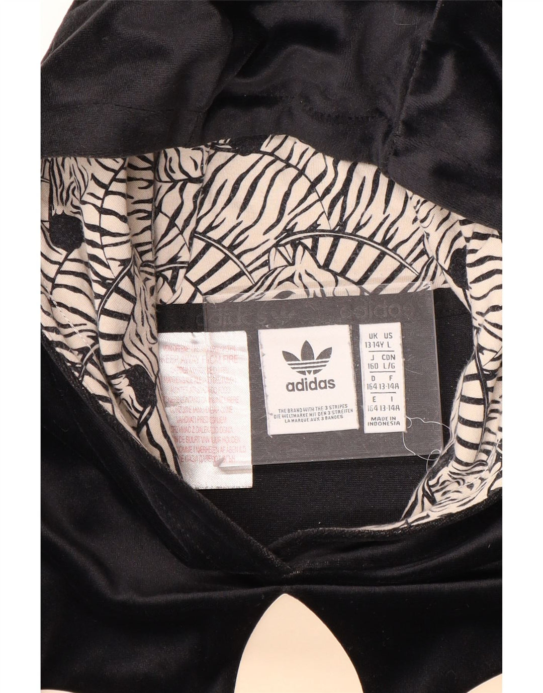 ADIDAS Girls Graphic Velor Hoodie Jumper 13-14 Years Black