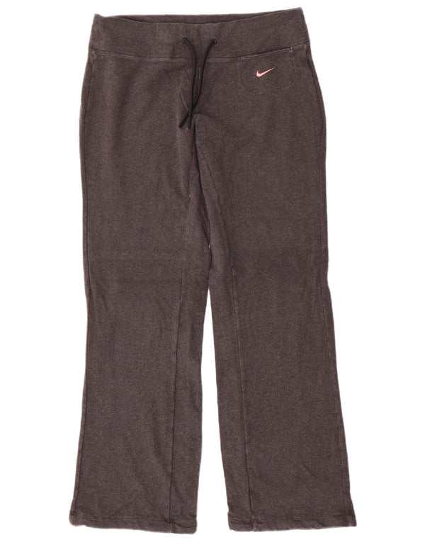NIKE Womens Dri Fit Tracksuit Trousers UK 14 Medium Grey Cotton