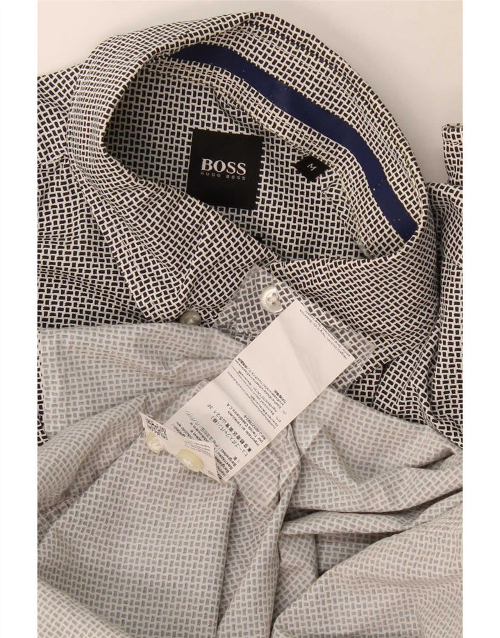 Ανδρικό πουκάμισο Hugo Boss με κανονική εφαρμογή, μεσαίο μαύρο γεωμετρικό βαμβακερό