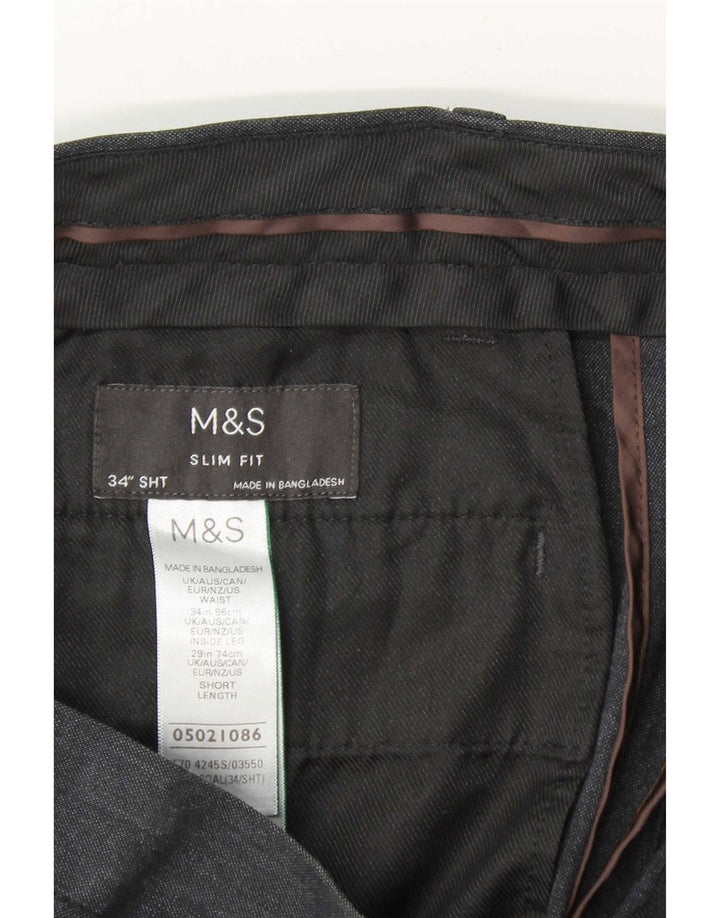 Marks & Spencer Ανδρικό παντελόνι Chino Slim Fit W34 L29 Navy Blue Polyester