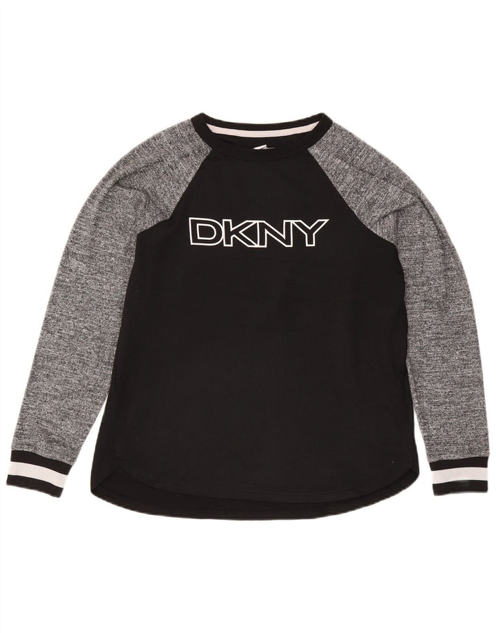 Dkny Γυναικείο τοπ μακρυμάνικο UK 10 Small Black Colorblock Πολυεστέρας