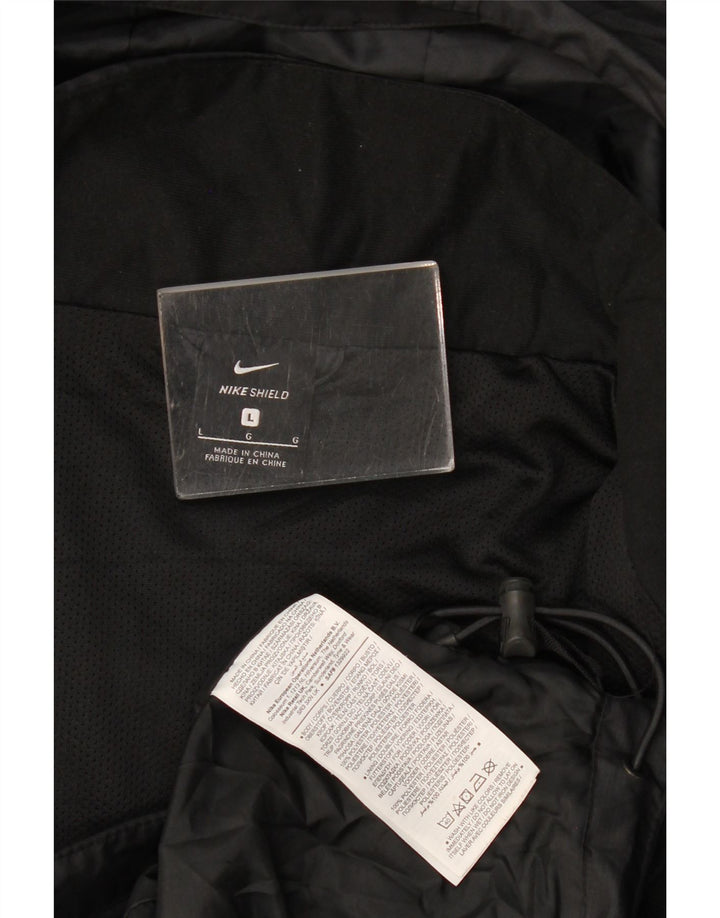 Ανδρικό μπουφάν βροχής με κουκούλα Nike UK 40 μεγάλο μαύρο πολυεστέρα