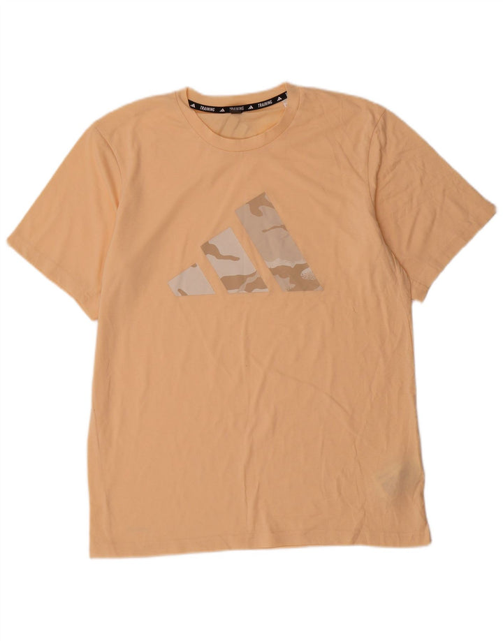 Ανδρικό προπονητικό γραφικό μπλουζάκι Adidas Top μεσαίο μπεζ βαμβακερό
