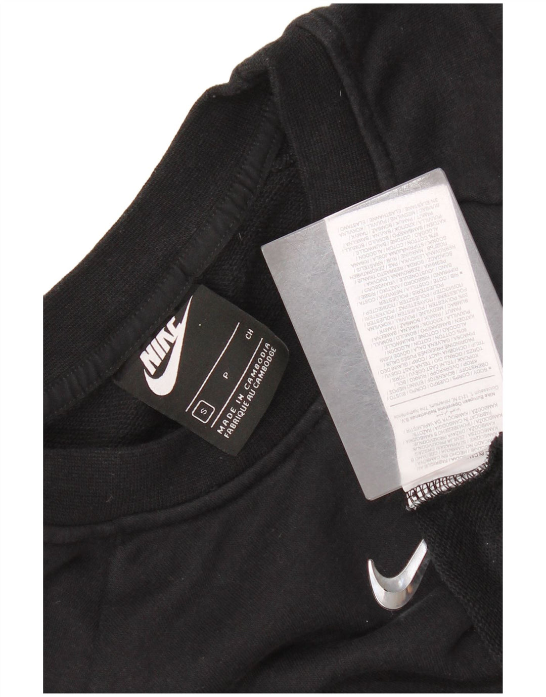 Γυναικεία φούτερ Nike Swoosh Crop Oversized Jumper UK 10 Small Black