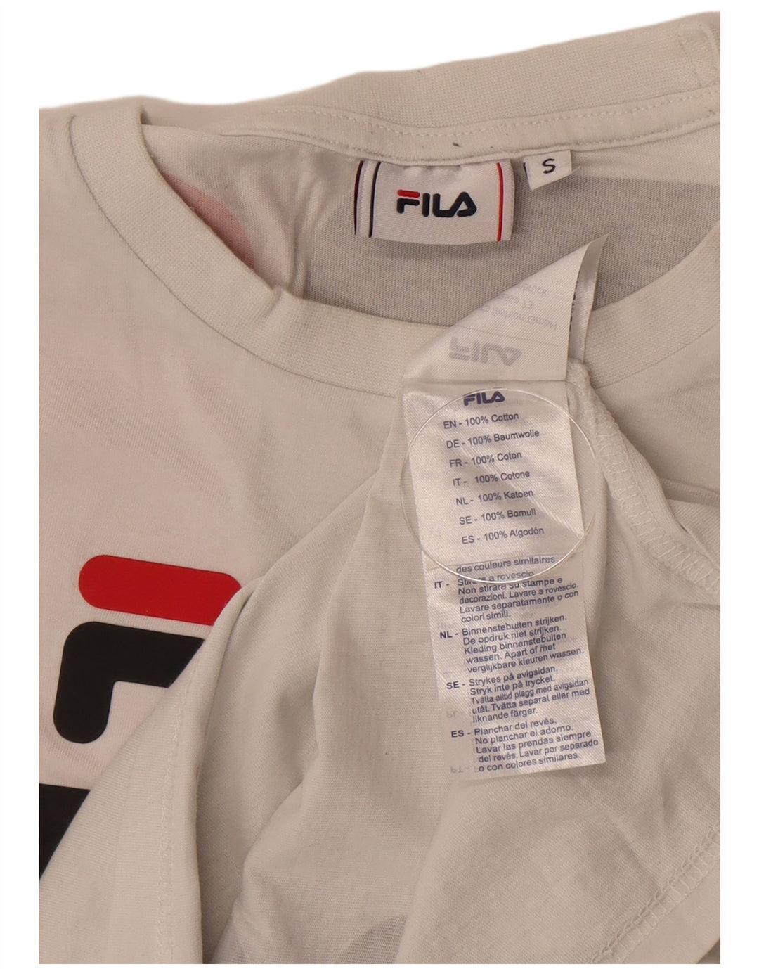 Fila Ανδρικό γραφικό T-Shirt Top Μικρό λευκό ριγέ βαμβακερό