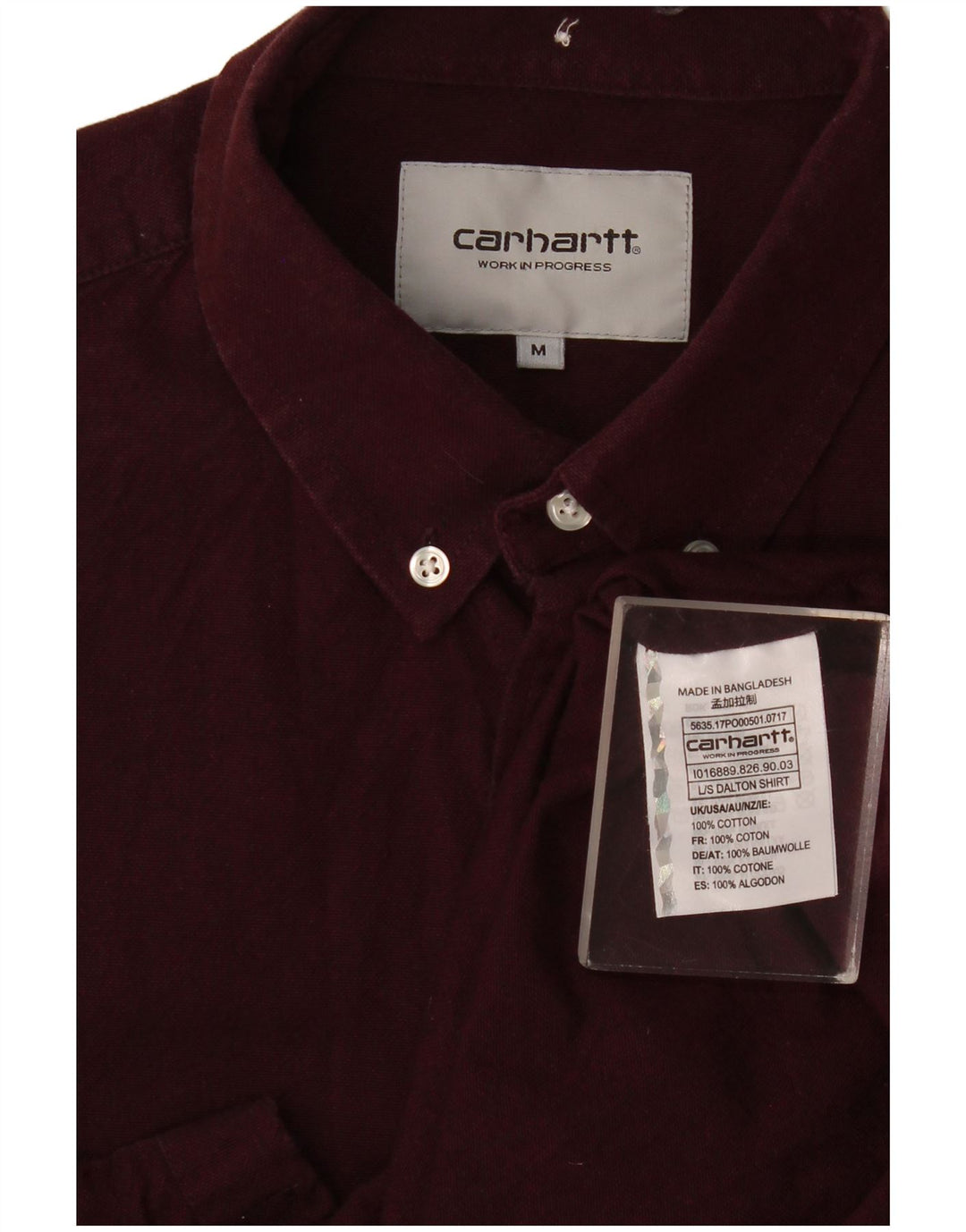 Ανδρικό πουκάμισο Carhartt από μεσαίο βαμβακερό μπορντό