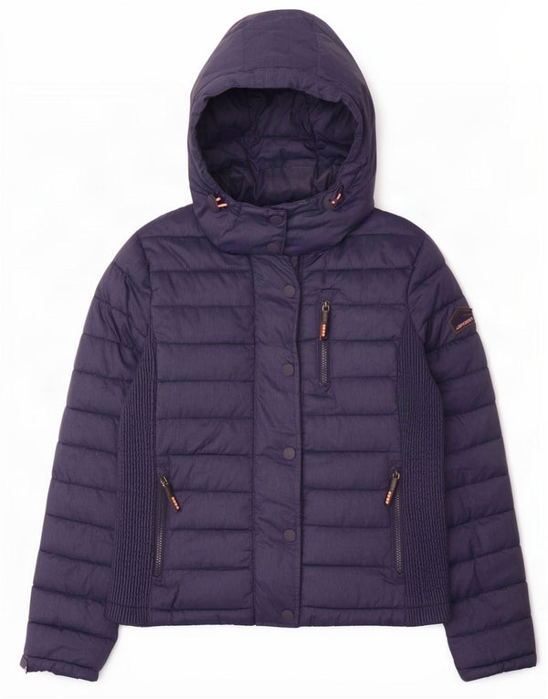 Superdry γυναικείο μπουφάν με κουκούλα UK 14 Large Navy Blue Polyester
