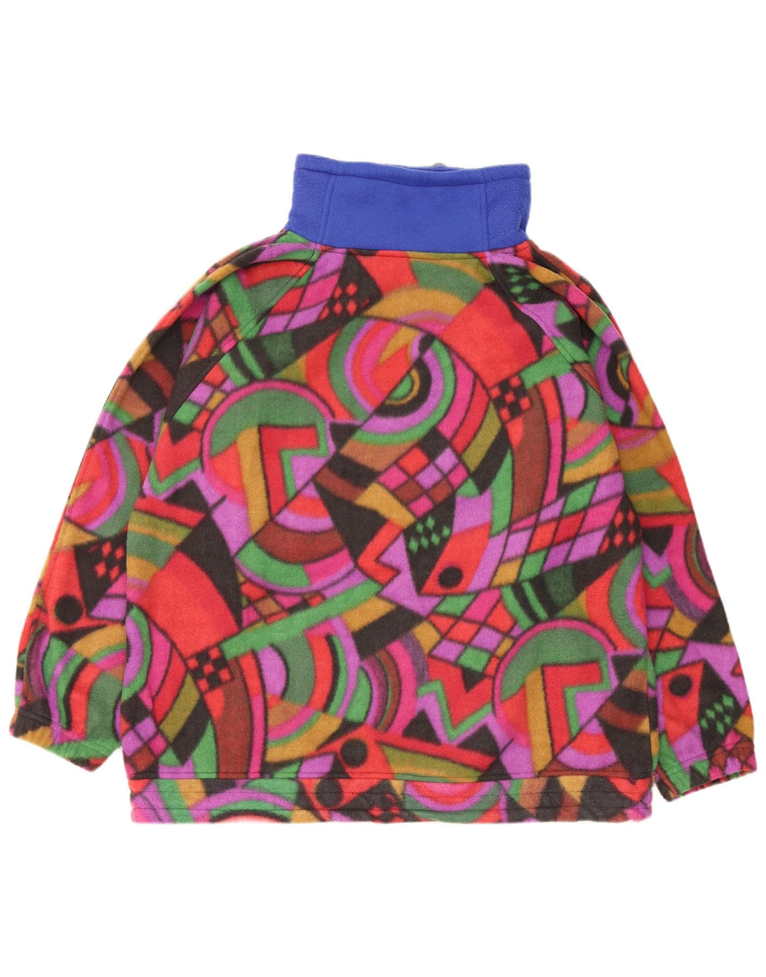 Vintage Ανδρικό Χαλαρή Εφαρμογή Fleece Jumper Μικρό Πολύχρωμο Γεωμετρικό