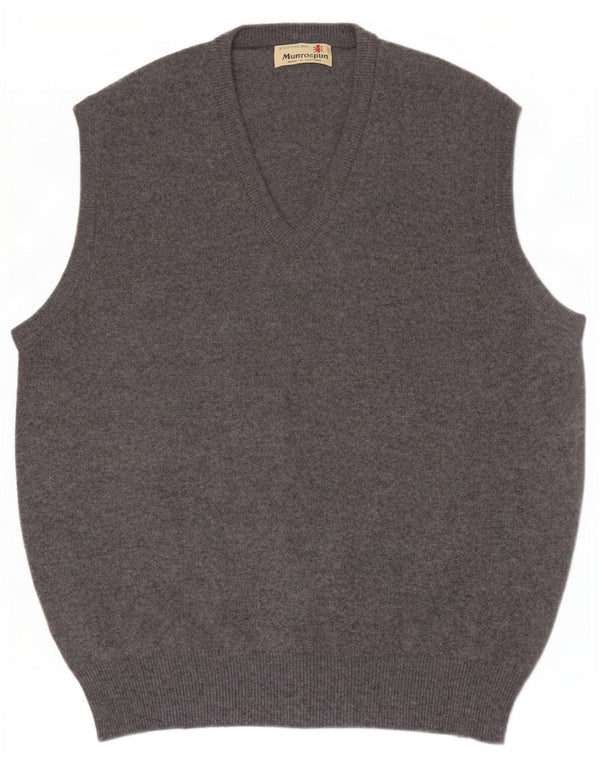 Munrospun Mens Vest Tank Top EU 52 Large Grey Wool