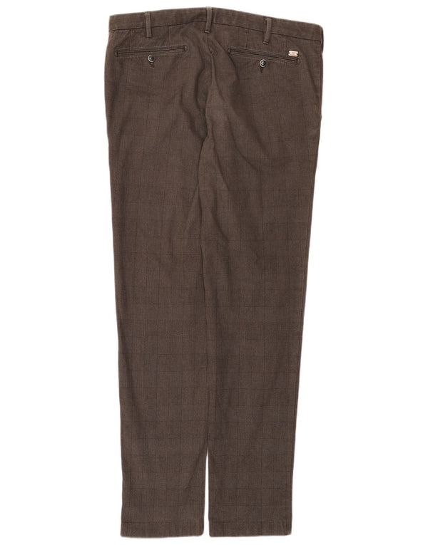 Henry s Mens Slim Fit Chino Trousers IT 52 XL W36 L33 Brown Check